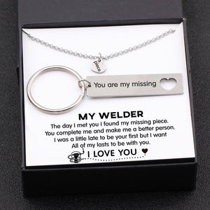 Heart Necklace & Keychain Gift Set - My Welder- All Of My Lasts To Be With You - Gnc26002