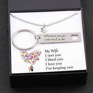 Heart Necklace & Keychain Gift Set - My Wife - I'm Keeping You - Gnc15006