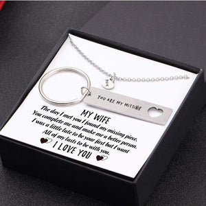 Heart Necklace & Keychain Gift Set - My Wife - I Want All Of My Lasts To Be With You - Gnc15001