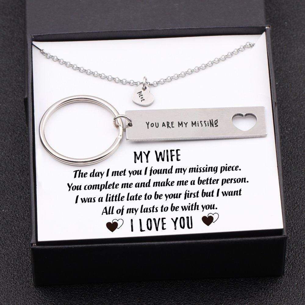 Heart Necklace & Keychain Gift Set - My Wife - I Want All Of My Lasts To Be With You - Gnc15001