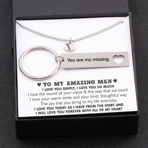 Heart Necklace & Keychain Gift Set - To My Amazing Man - I Love You Today As I Have From The Start - Gnc26001