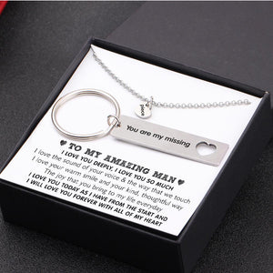 Heart Necklace & Keychain Gift Set - To My Amazing Man - I Love You Today As I Have From The Start - Gnc26001