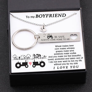 Heart Necklace & Keychain Gift Set - To My Boyfriend - Be Safe, Always Come Home To Me - Gnc12008