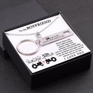 Heart Necklace & Keychain Gift Set - To My Boyfriend - Be Safe, Always Come Home To Me - Gnc12008