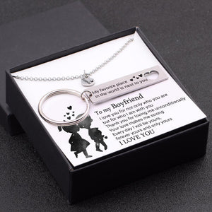 Heart Necklace & Keychain Gift Set - To My Boyfriend - Forever Yours And Only Yours - Gnc12004