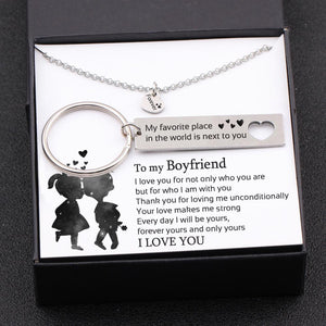 Heart Necklace & Keychain Gift Set - To My Boyfriend - Forever Yours And Only Yours - Gnc12004