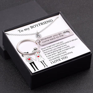 Heart Necklace & Keychain Gift Set - To My Boyfriend - How Much You Mean To Me - Gnc12003