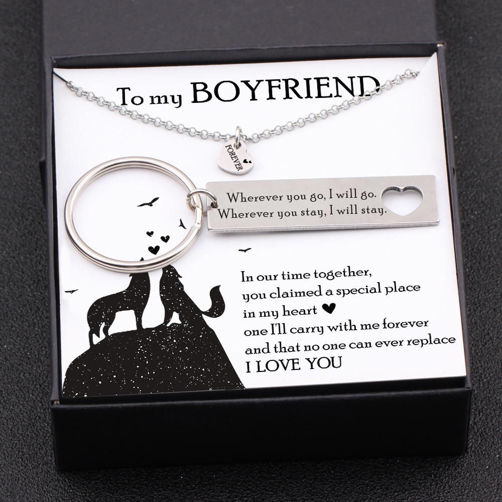 Heart Necklace & Keychain Gift Set - To My Boyfriend - No One Can Ever Replace - Gnc12006