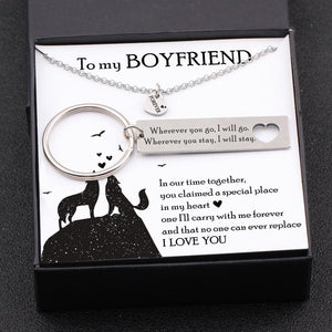 Heart Necklace & Keychain Gift Set - To My Boyfriend - No One Can Ever Replace - Gnc12006