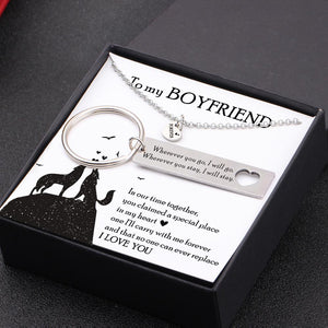 Heart Necklace & Keychain Gift Set - To My Boyfriend - No One Can Ever Replace - Gnc12006