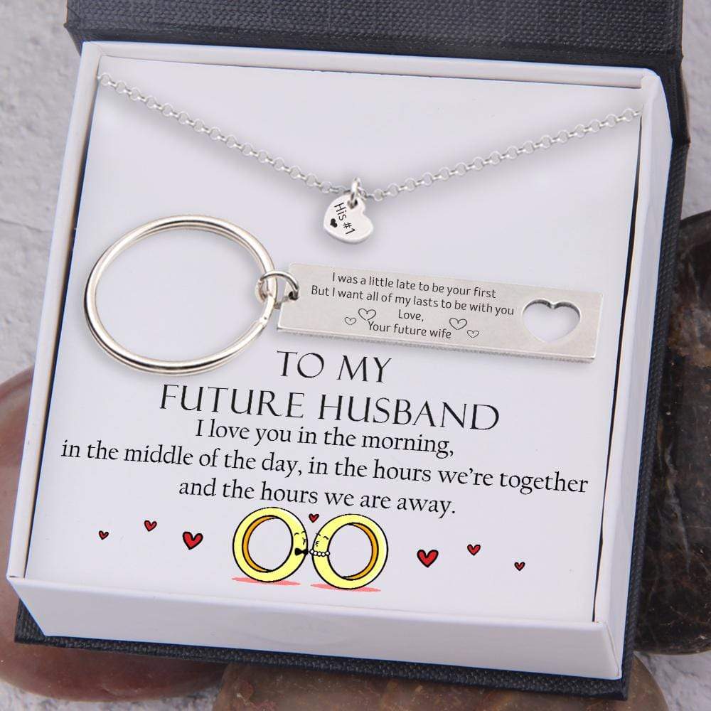 Heart Necklace & Keychain Gift Set - To My Future Husband, I Love You - Gnc24016