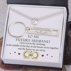 Heart Necklace & Keychain Gift Set - To My Future Husband, I Love You - Gnc24016