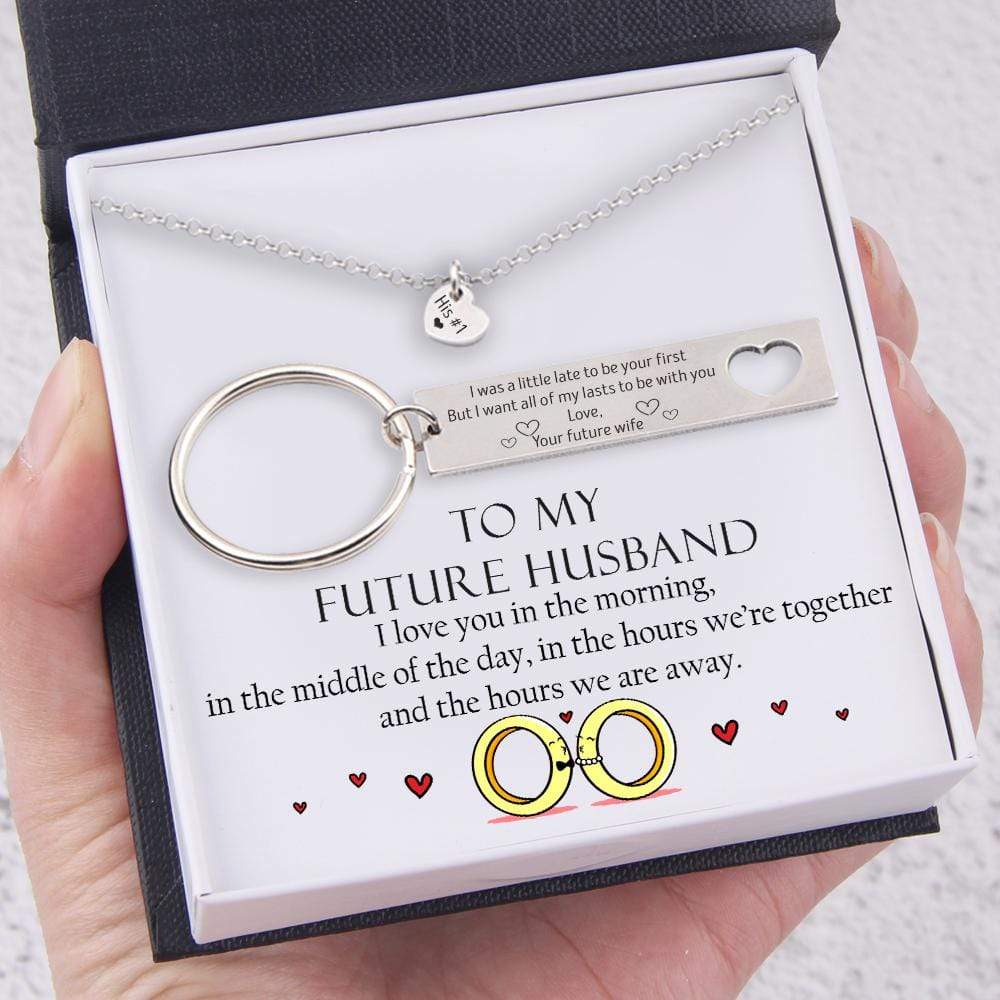Heart Necklace & Keychain Gift Set - To My Future Husband, I Love You - Gnc24016