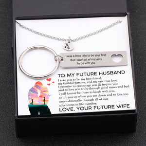Heart Necklace & Keychain Gift Set - To My Future Husband, I Take You To Be My One To Love - Gnc24006
