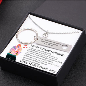 Heart Necklace & Keychain Gift Set - To My Future Husband, I Take You To Be My One To Love - Gnc24006