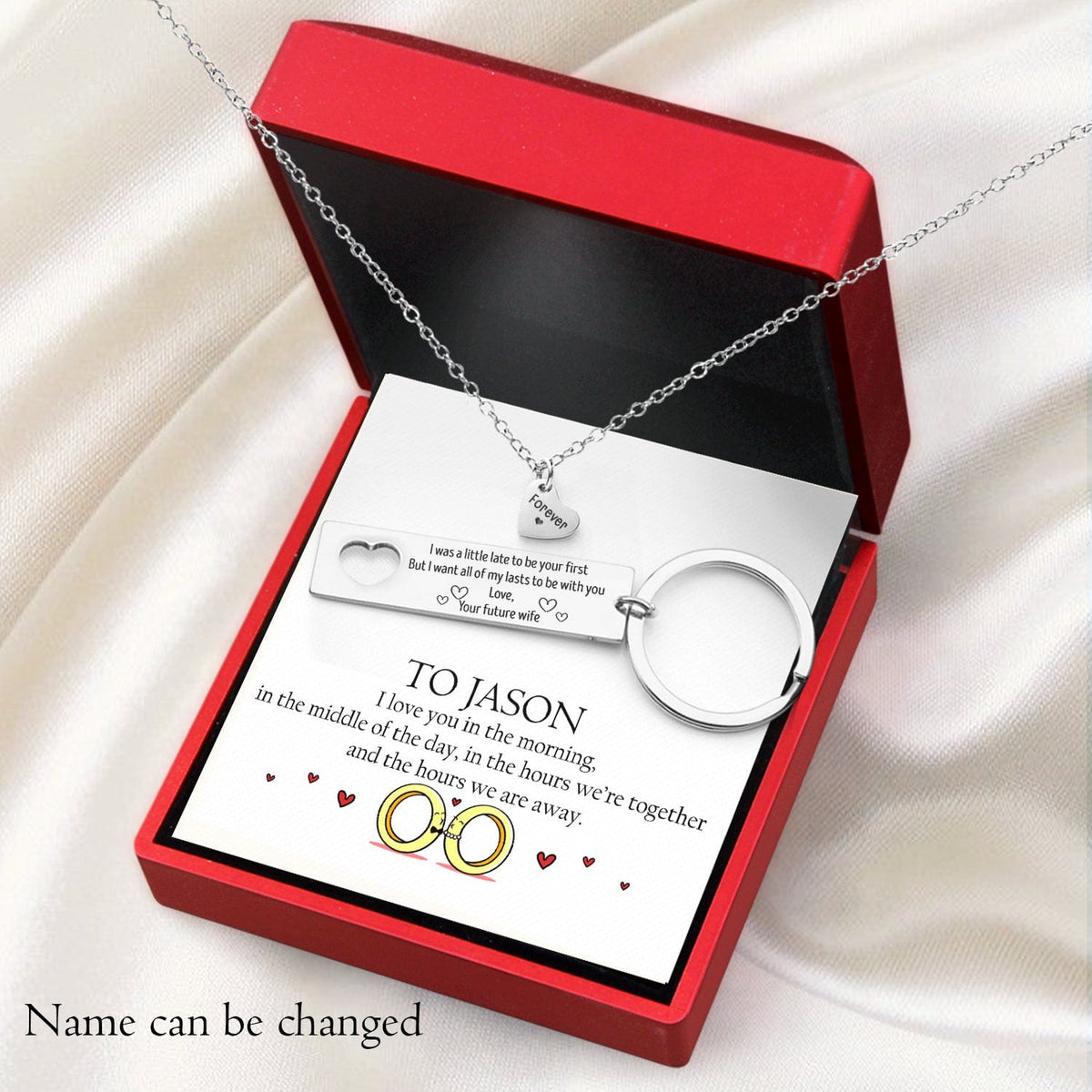 Heart Necklace & Keychain Gift Set - To My Future Husband, I Want All Of My Lasts To Be With You - Gnc24001