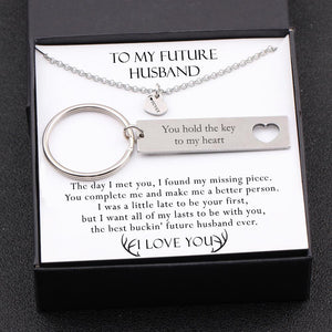 Heart Necklace & Keychain Gift Set - To My Future Husband - You Hold The Key To My Heart - Gnc24007
