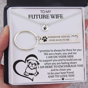 Heart Necklace & Keychain Gift Set - To My Future Wife - I Promise To Always Be There For You - Gnc25008