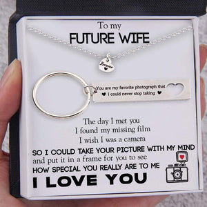 Heart Necklace & Keychain Gift Set - To My Future Wife - You Are My Favorite Photograph That I Could Never Stop Taking - Gnc25009