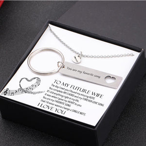 Heart Necklace & Keychain Gift Set - To My Future Wife - You Are My Favorite Song - Gnc25007