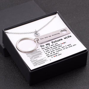Heart Necklace & Keychain Gift Set - To My Future Wife - You Are My Missing Code - Gnc25005