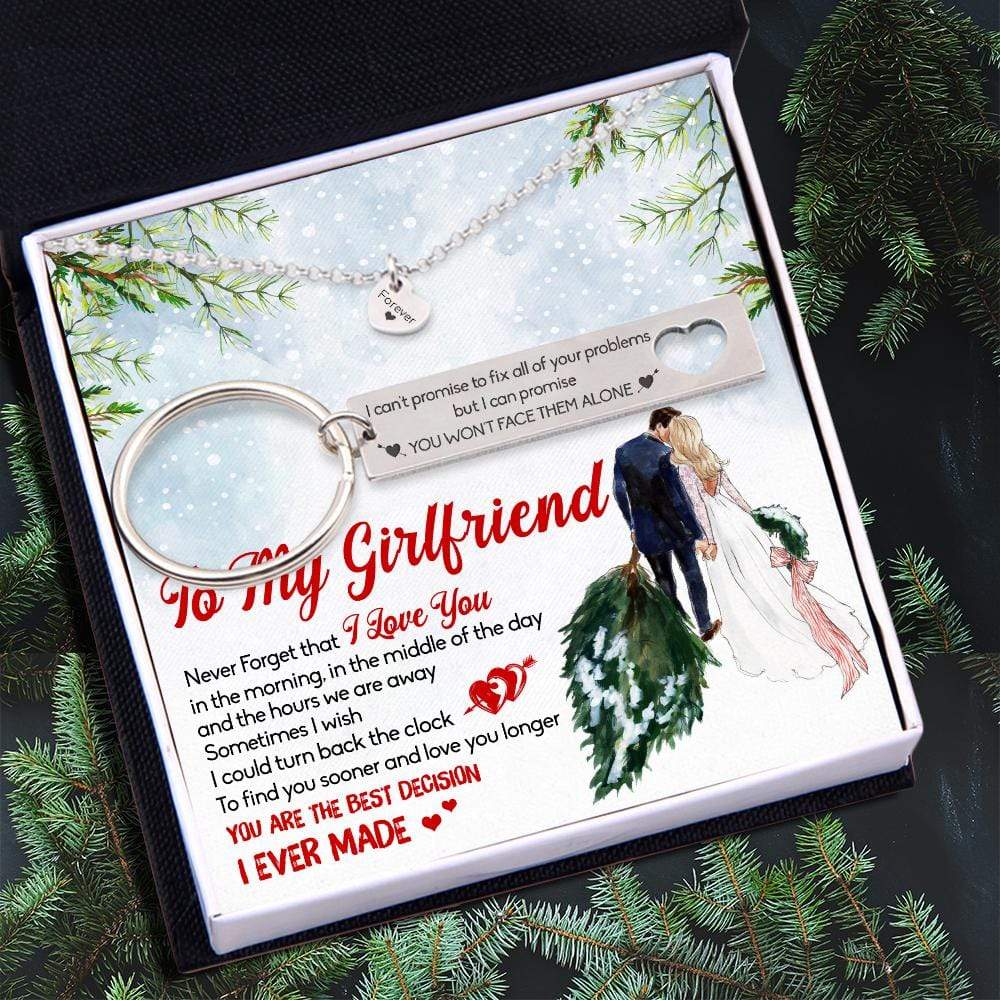 Heart Necklace & Keychain Gift Set - To My Girlfriend - I Want All Of My Lasts To Be With You - Gnc13018