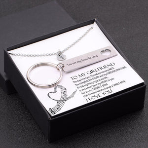 Heart Necklace & Keychain Gift Set - To My Girlfriend - You Are My Favorite Song - Gnc13010