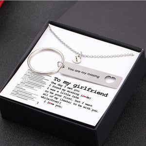 Heart Necklace & Keychain Gift Set - To My Girlfriend - You Are My Missing Code - Gnc13009