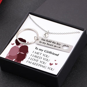 Heart Necklace & Keychain Gift Set - To My Girlfriend - You Hold The Key To My Heart - Gnc13012