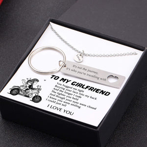 Heart Necklace & Keychain Gift Set - To My Girlfriend - You Hugged Me Tight  - Gnc13005