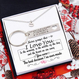 Heart Necklace & Keychain Gift Set - To My Girlfriend - You Were The Best Decision I've Ever Made - Gnc13016
