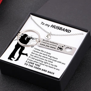 Heart Necklace & Keychain Gift Set - To My Husband - I Know Life Is Busy - Gnc14017
