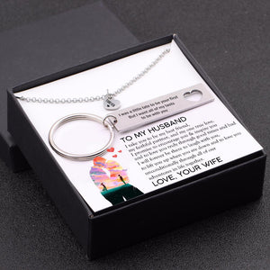 Heart Necklace & Keychain Gift Set - To My Husband, I Take You To Be My One To Love - Gnc14012