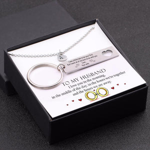 Heart Necklace & Keychain Gift Set - To My Husband, I Want All Of My Lasts To Be With You - Gnc14002