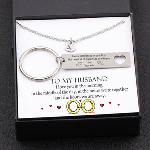Heart Necklace & Keychain Gift Set - To My Husband, I Want All Of My Lasts To Be With You - Gnc14002