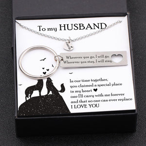 Heart Necklace & Keychain Gift Set - To My Husband - No One Can Ever Replace - Gnc14016