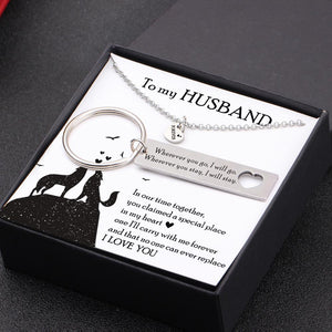 Heart Necklace & Keychain Gift Set - To My Husband - No One Can Ever Replace - Gnc14016