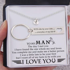 Heart Necklace & Keychain Gift Set - To My Man - I Have Found The One Whom My Soul Loves - Gnc26045