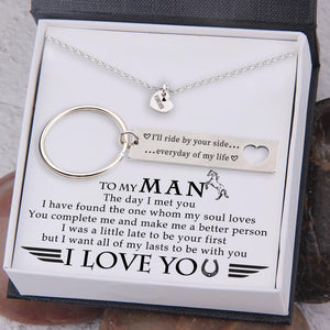 Heart Necklace & Keychain Gift Set - To My Man - I Have Found The One Whom My Soul Loves - Gnc26045