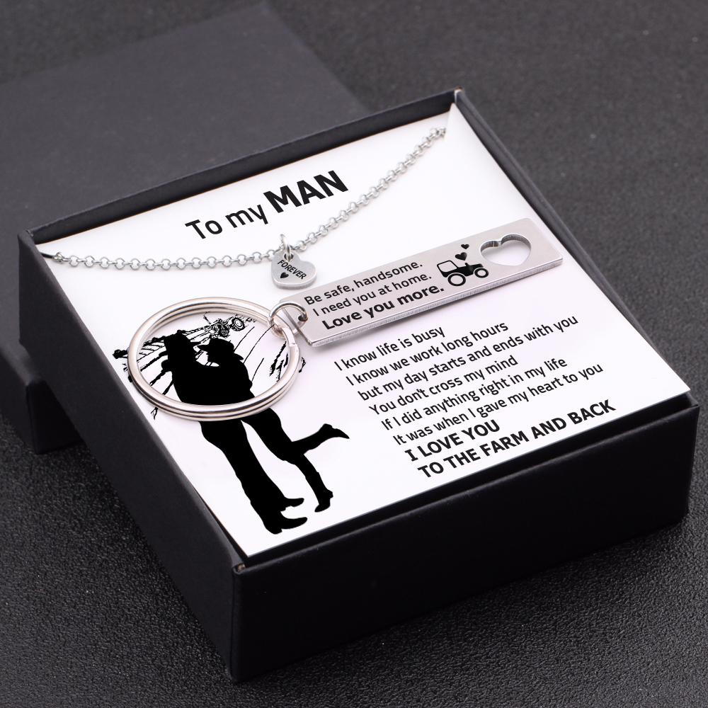 Heart Necklace & Keychain Gift Set - To My Man - I Know Life Is Busy - Gnc26038