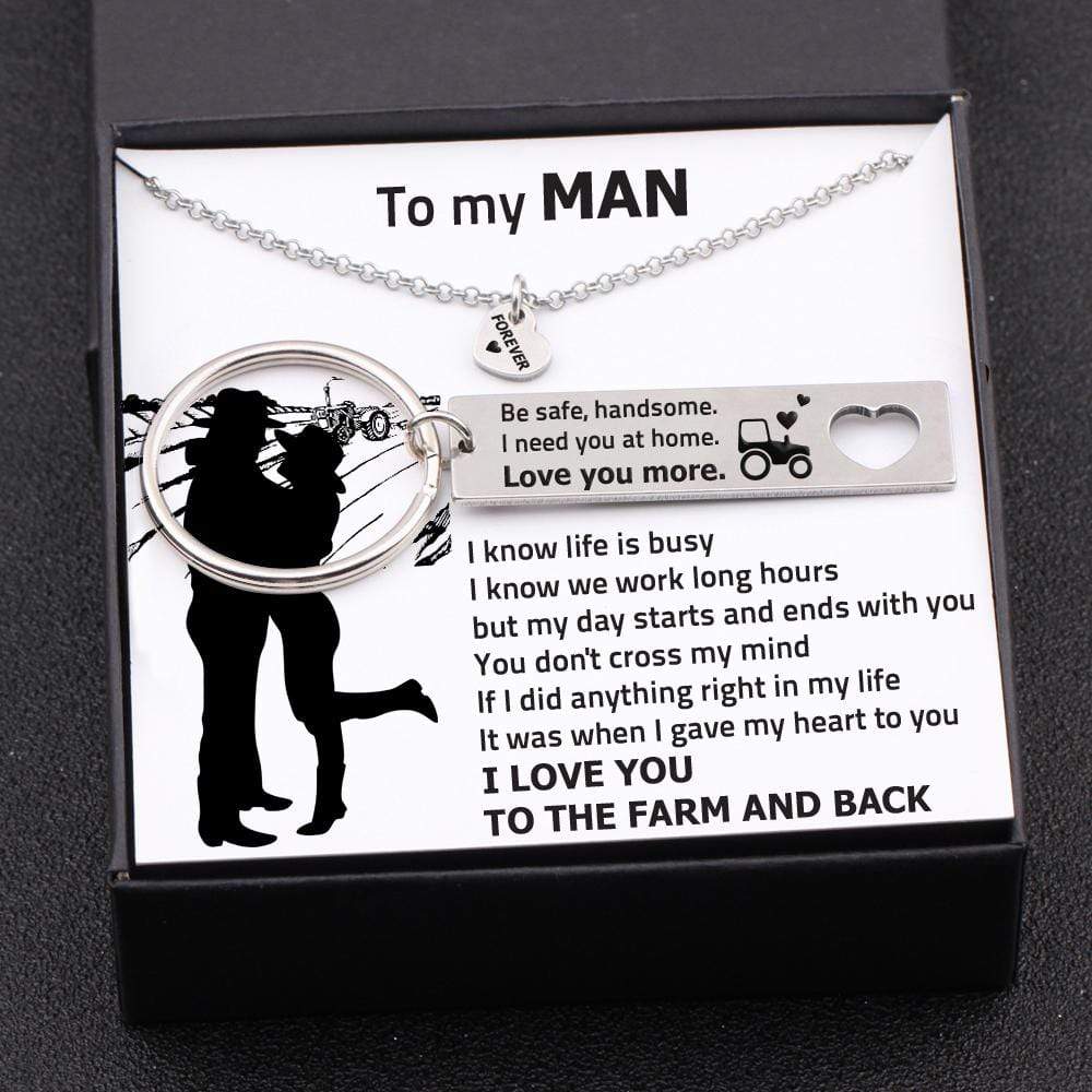 Heart Necklace & Keychain Gift Set - To My Man - I Know Life Is Busy - Gnc26038