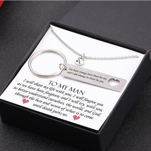 Heart Necklace & Keychain Gift Set - To My Man - I Will Share My Life With You - Gnc26023