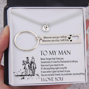 Heart Necklace & Keychain Gift Set - To My Man - Never Forget That I Love You - Gnc26044