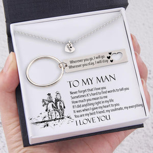 Heart Necklace & Keychain Gift Set - To My Man - Never Forget That I Love You - Gnc26044