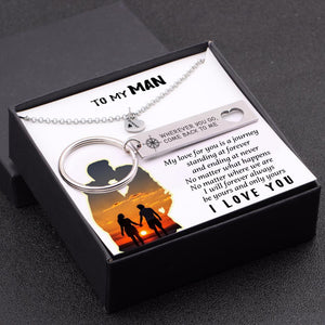 Heart Necklace & Keychain Gift Set - To My Man - No Matter Where We Are - Gnc26041