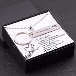 Heart Necklace & Keychain Gift Set - To My Man - You Are My Favorite Song - Gnc26032