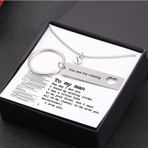 Heart Necklace & Keychain Gift Set - To My Man - You Are My Missing Code - Gnc26030