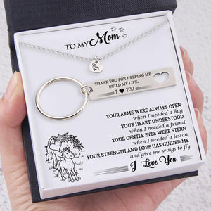 Heart Necklace & Keychain Gift Set - To My Mom - Thank You For Helping Me Build My Life - Gnc19011