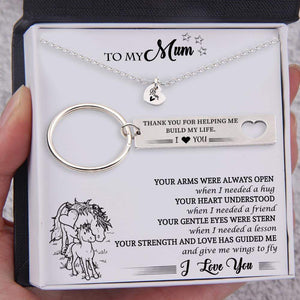 Heart Necklace & Keychain Gift Set - To My Mum - Thank You For Helping Me Build My Life - Gnc19012