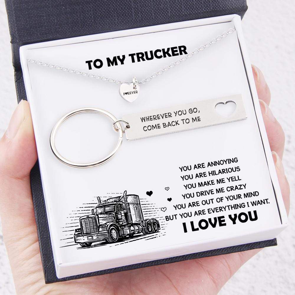 Heart Necklace & Keychain Gift Set - To My Trucker - You Are Everything I Want - Gnc26037